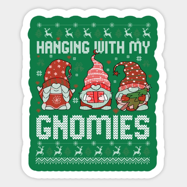 Hanging With my Gnomies Funny Christmas Sticker by drreamweaverx